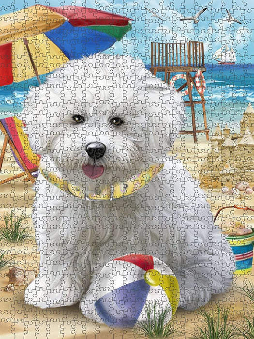 Pet Friendly Beach Bichon Frise Dog Puzzle with Photo Tin PUZL49563