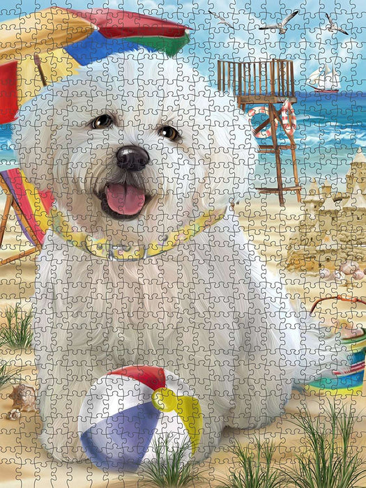 Pet Friendly Beach Bichon Frise Dog Puzzle with Photo Tin PUZL49566