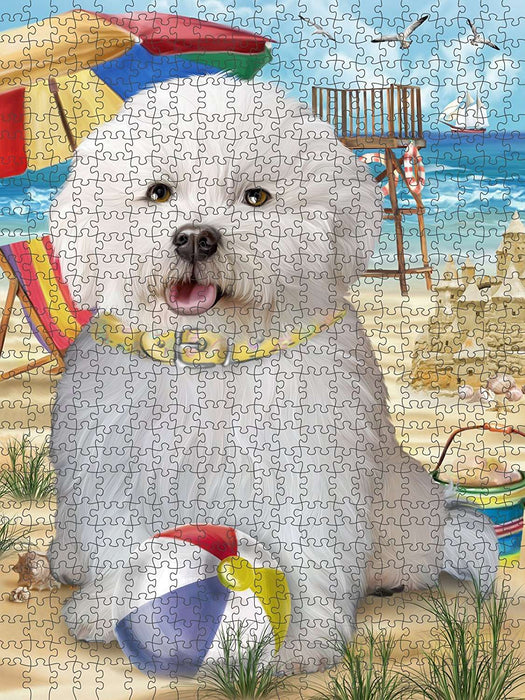 Pet Friendly Beach Bichon Frise Dog Puzzle with Photo Tin PUZL49569