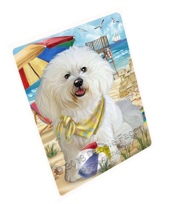 Pet Friendly Beach Bichon Frise Dog Tempered Cutting Board C49542
