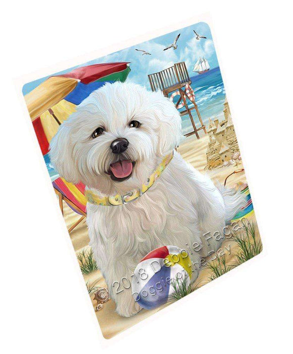 Pet Friendly Beach Bichon Frise Dog Tempered Cutting Board C49554