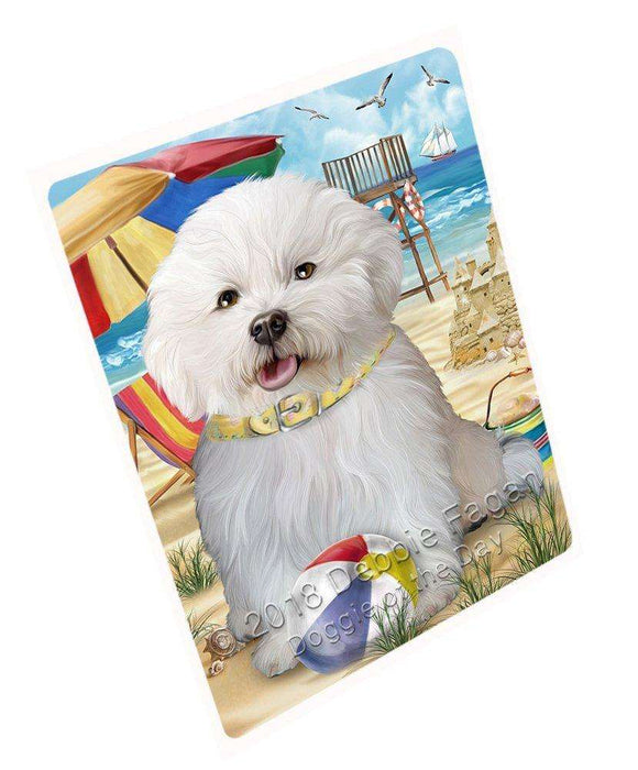 Pet Friendly Beach Bichon Frise Dog Tempered Cutting Board C49557
