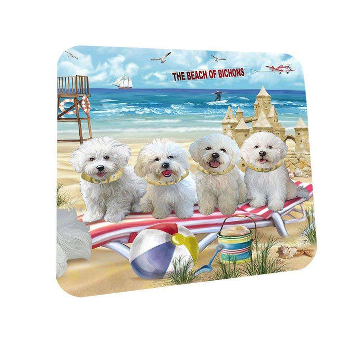 Pet Friendly Beach Bichon Frises Dog Coasters Set of 4 CST48576