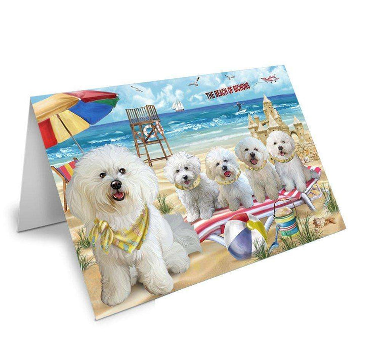 Pet Friendly Beach Bichon Frises Dog Handmade Artwork Assorted Pets Greeting Cards and Note Cards with Envelopes for All Occasions and Holiday Seasons GCD49880