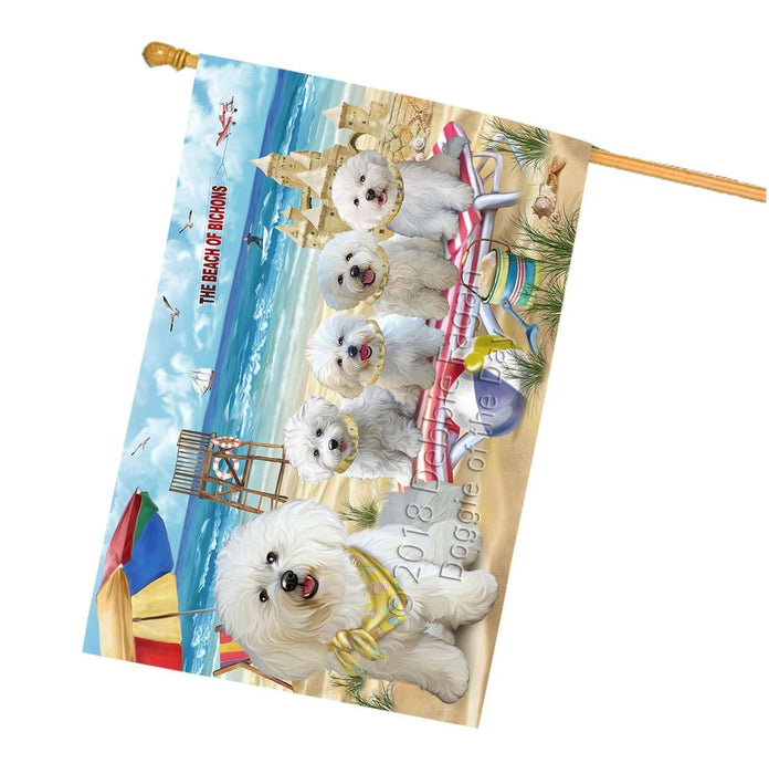 Pet Friendly Beach Bichon Frises Dog House Flag FLG48582