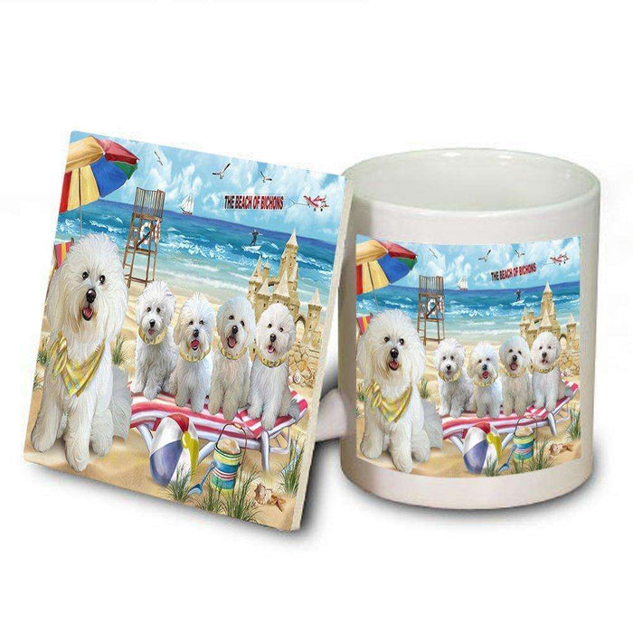 Pet Friendly Beach Bichon Frises Dog Mug and Coaster Set MUC48609