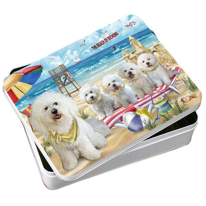 Pet Friendly Beach Bichon Frises Dog Photo Storage Tin PITN48617