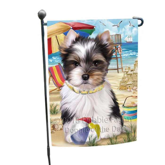 Pet Friendly Beach Biewer Terrier Dog Garden Flag GFLG49824
