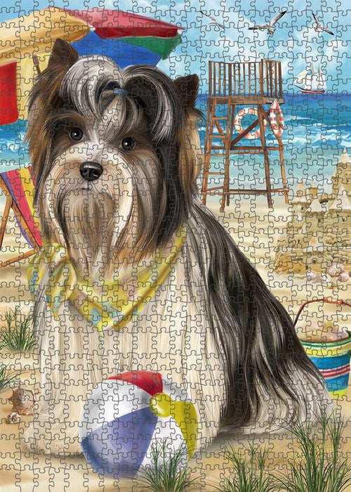 Pet Friendly Beach Biewer Terrier Dog Puzzle with Photo Tin PUZL53697