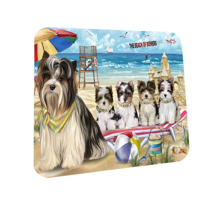 Pet Friendly Beach Biewer Terriers Dog Coasters Set of 4 CST49951
