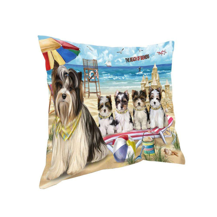 Pet Friendly Beach Biewer Terriers Dog Pillow PIL55824
