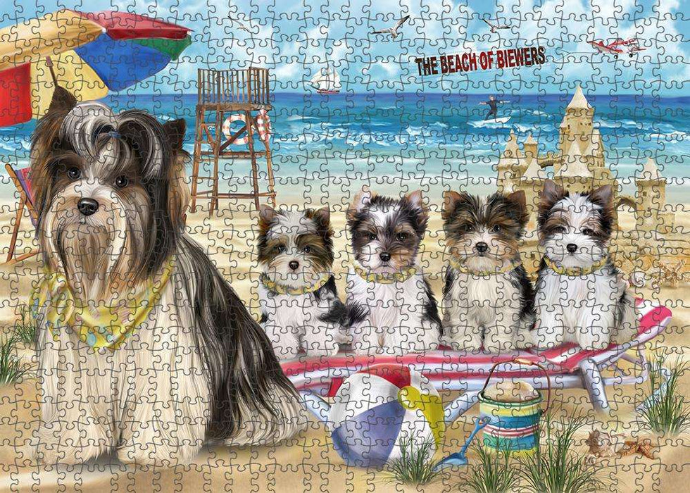 Pet Friendly Beach Biewer Terriers Dog Puzzle with Photo Tin PUZL53682