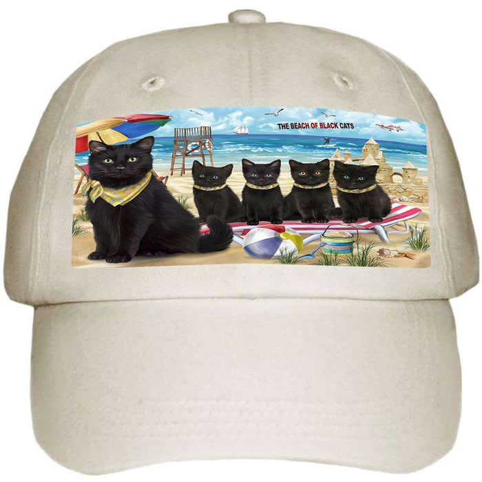 Pet Friendly Beach Black Cat Ball Hat Cap HAT58383