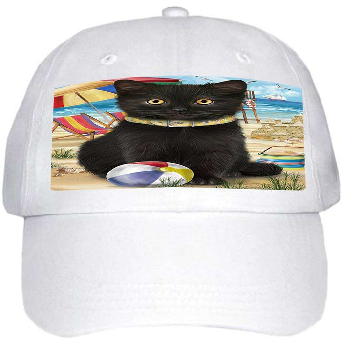 Pet Friendly Beach Black Cat Ball Hat Cap HAT58386