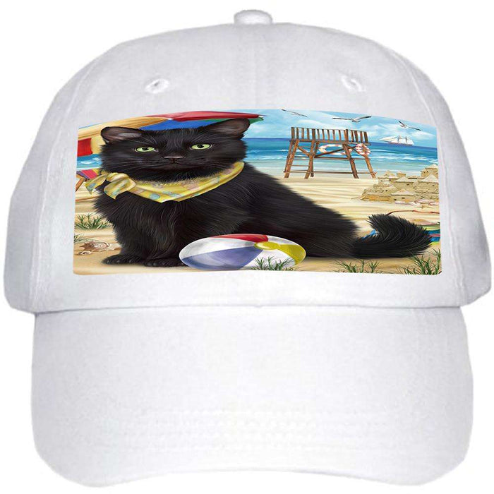 Pet Friendly Beach Black Cat Ball Hat Cap HAT58389