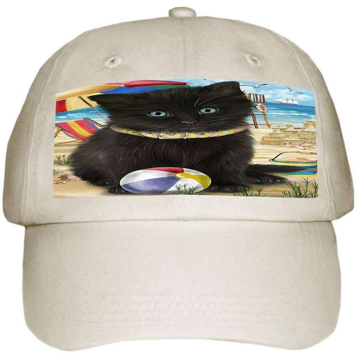 Pet Friendly Beach Black Cat Ball Hat Cap HAT58392