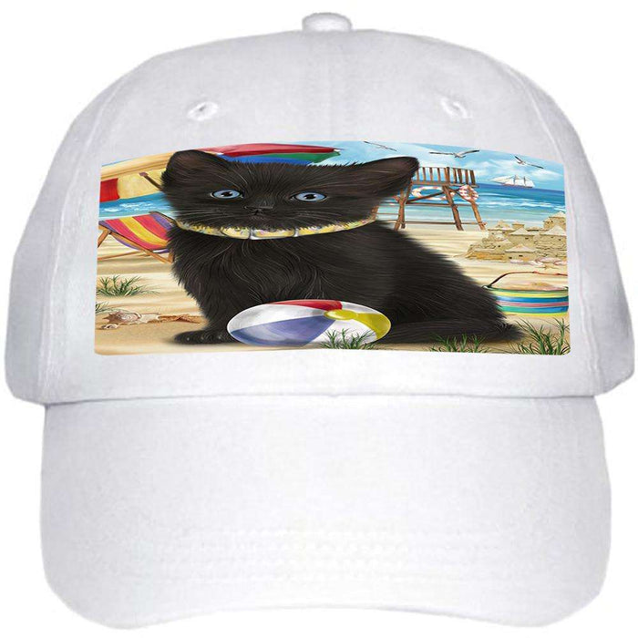 Pet Friendly Beach Black Cat Ball Hat Cap HAT58395