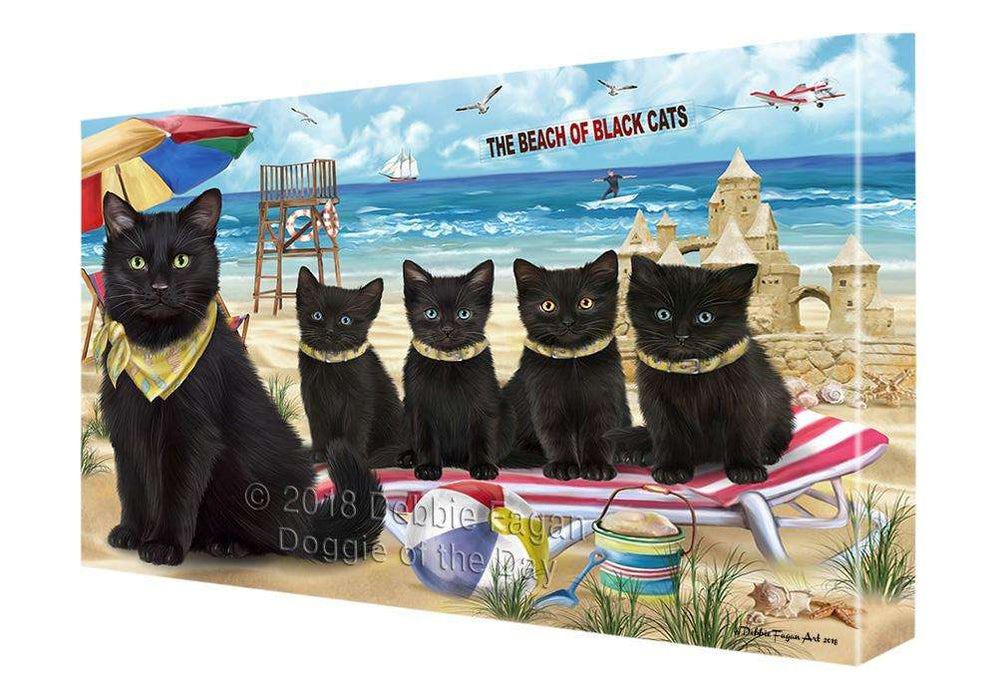 Pet Friendly Beach Black Cat Canvas Print Wall Art Décor CVS81215