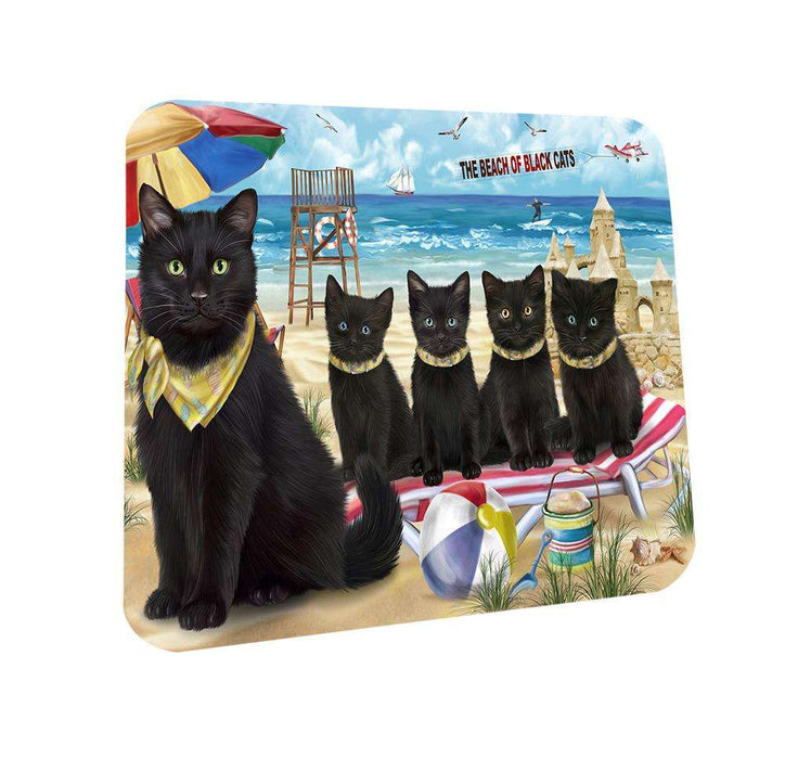 Pet Friendly Beach Black Cat Coasters Set of 4 CST51509