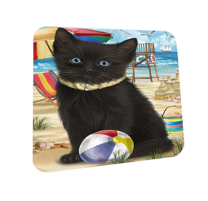 Pet Friendly Beach Black Cat Coasters Set of 4 CST51513