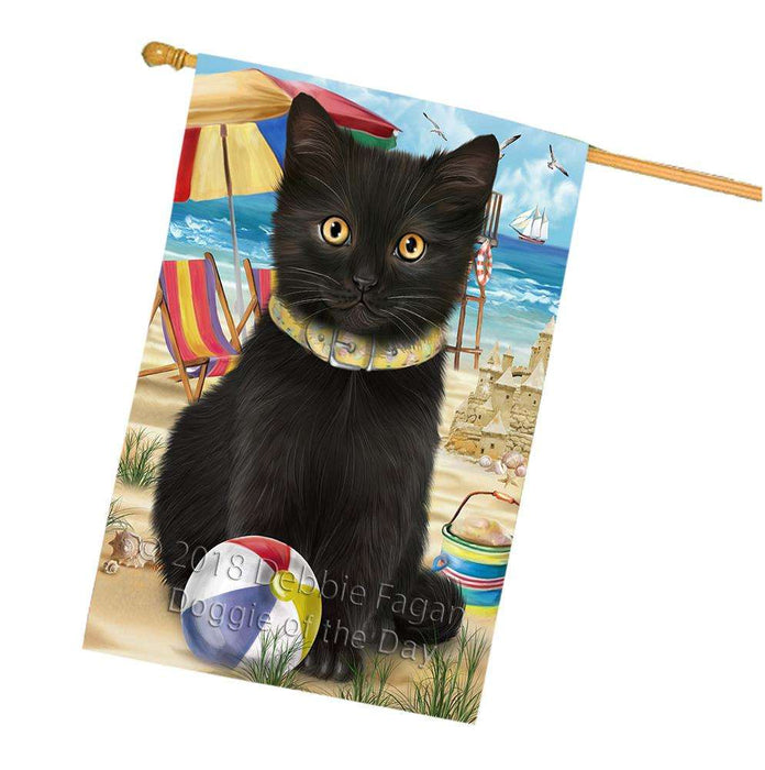 Pet Friendly Beach Black Cat House Flag FLG51684