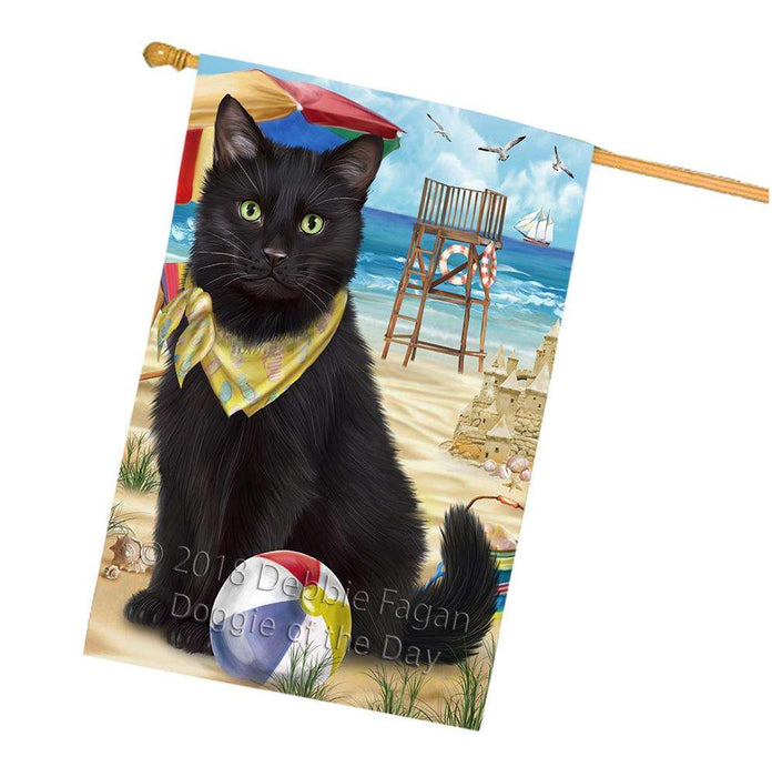 Pet Friendly Beach Black Cat House Flag FLG51685