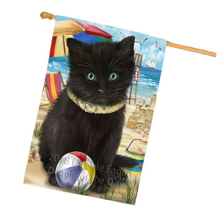 Pet Friendly Beach Black Cat House Flag FLG51686