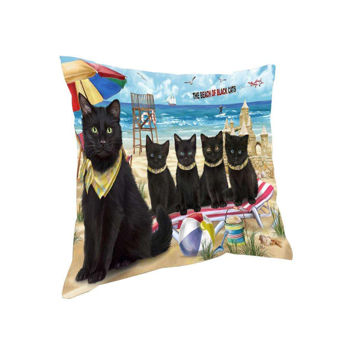 Pet Friendly Beach Black Cat Pillow PIL62564