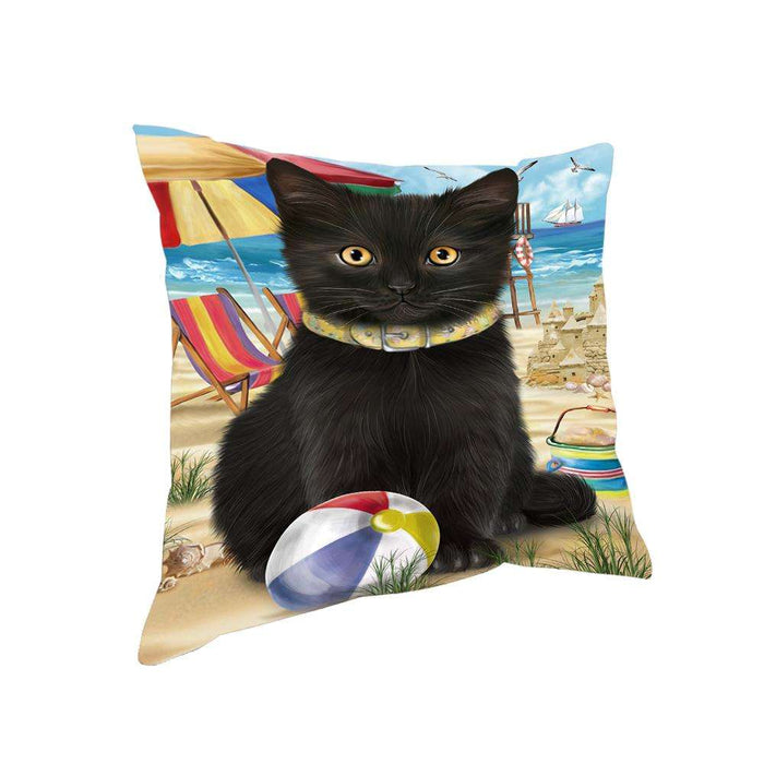 Pet Friendly Beach Black Cat Pillow PIL62568