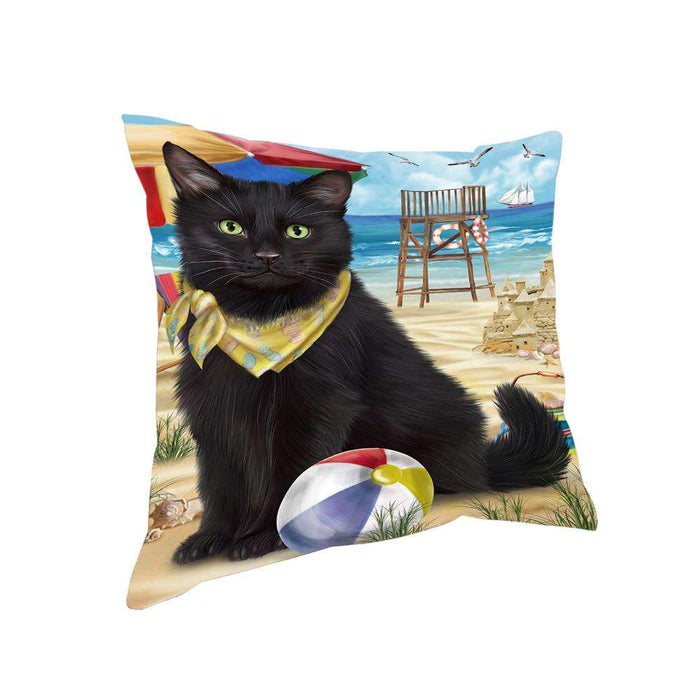 Pet Friendly Beach Black Cat Pillow PIL62572