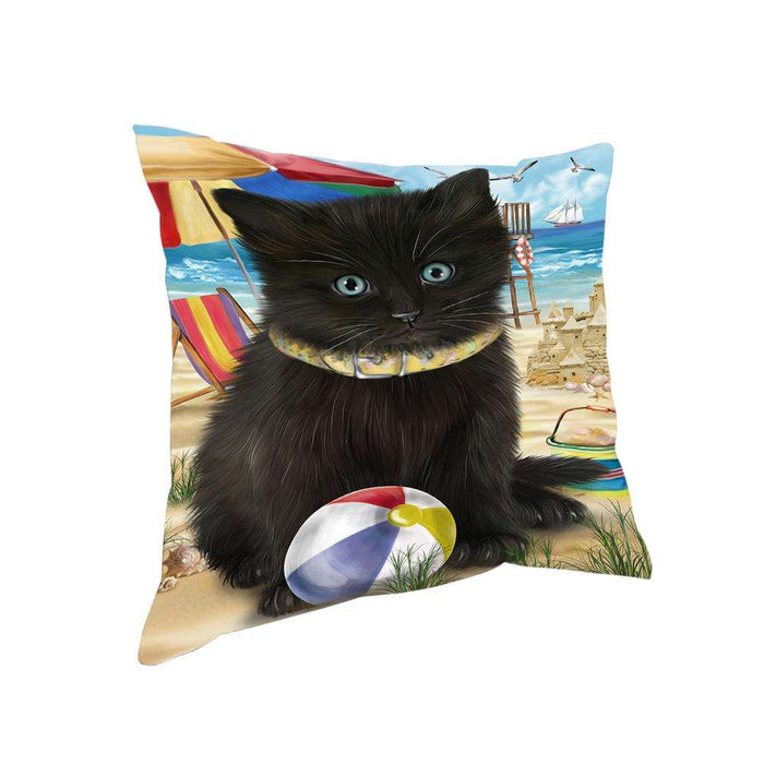 Pet Friendly Beach Black Cat Pillow PIL62576