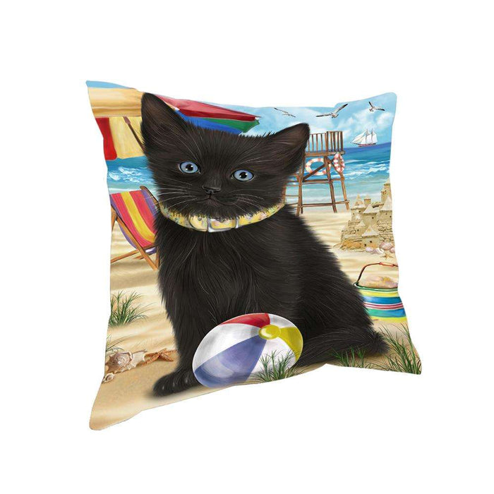 Pet Friendly Beach Black Cat Pillow PIL62580