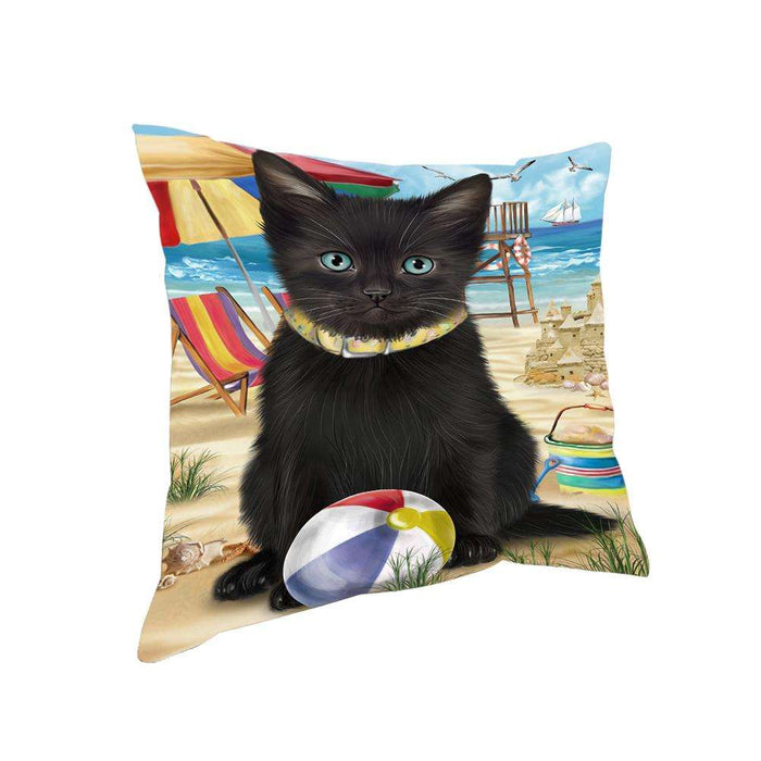 Pet Friendly Beach Black Cat Pillow PIL62584