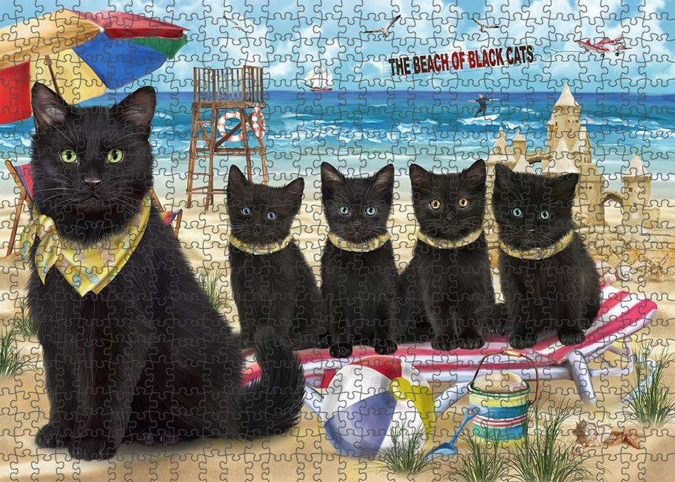 Pet Friendly Beach Black Cat Puzzle with Photo Tin PUZL58737
