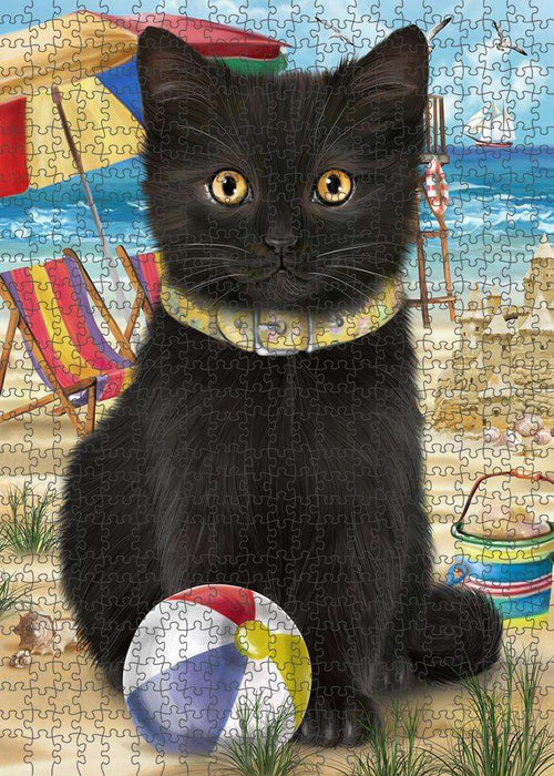 Pet Friendly Beach Black Cat Puzzle with Photo Tin PUZL58740