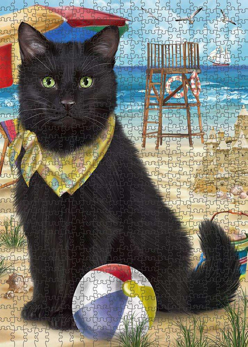 Pet Friendly Beach Black Cat Puzzle with Photo Tin PUZL58743