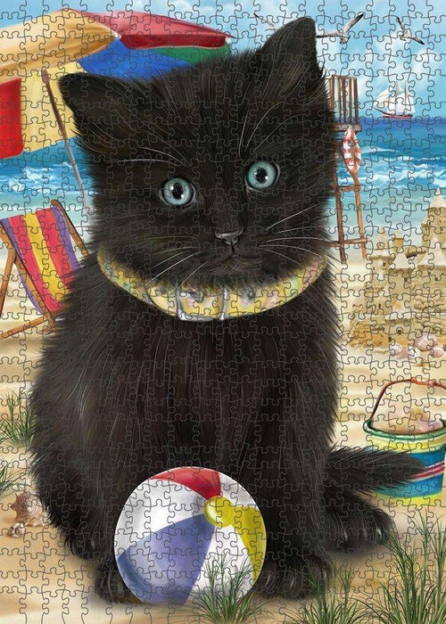 Pet Friendly Beach Black Cat Puzzle with Photo Tin PUZL58746