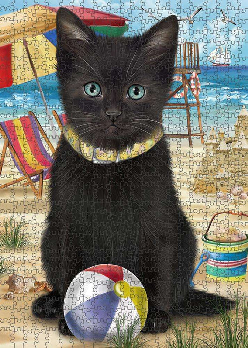 Pet Friendly Beach Black Cat Puzzle with Photo Tin PUZL58752
