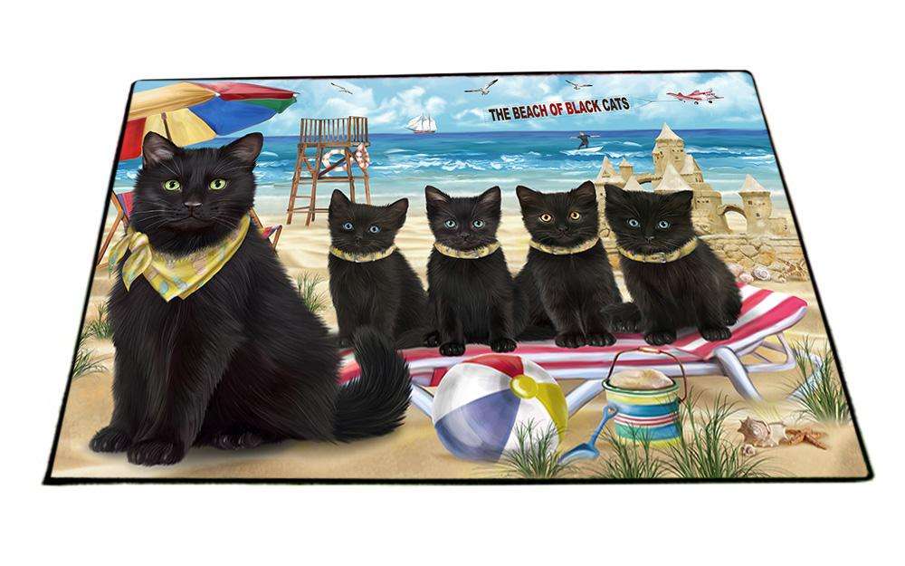 Pet Friendly Beach Black Cats Floormat FLMS51186