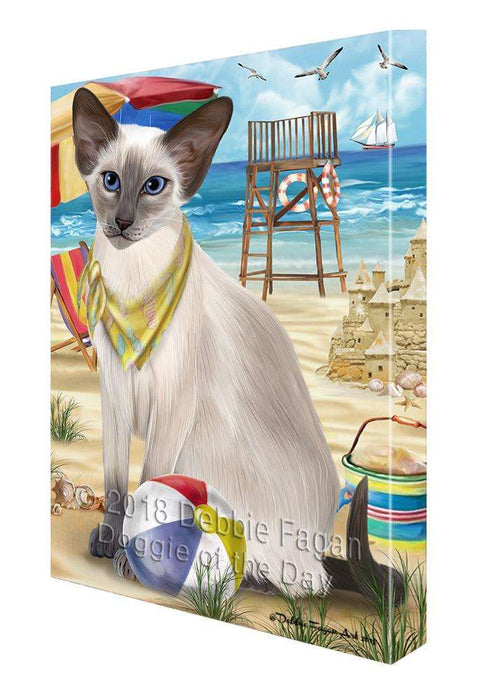 Pet Friendly Beach Blue Point Siamese Cat Canvas Print Wall Art Décor CVS105308