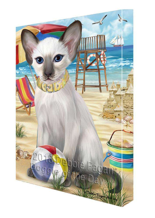 Pet Friendly Beach Blue Point Siamese Cat Canvas Print Wall Art Décor CVS105317