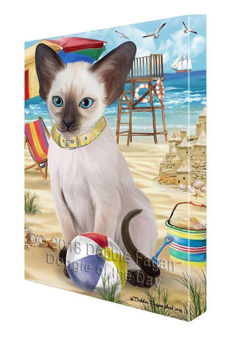 Pet Friendly Beach Blue Point Siamese Cat Canvas Print Wall Art Décor CVS105326