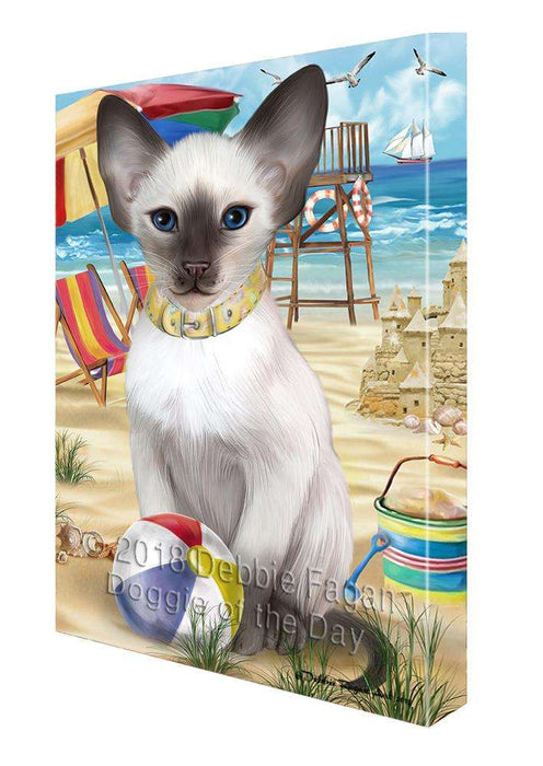 Pet Friendly Beach Blue Point Siamese Cat Canvas Print Wall Art Décor CVS105335
