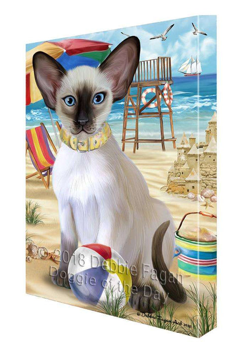 Pet Friendly Beach Blue Point Siamese Cat Canvas Print Wall Art Décor CVS105344