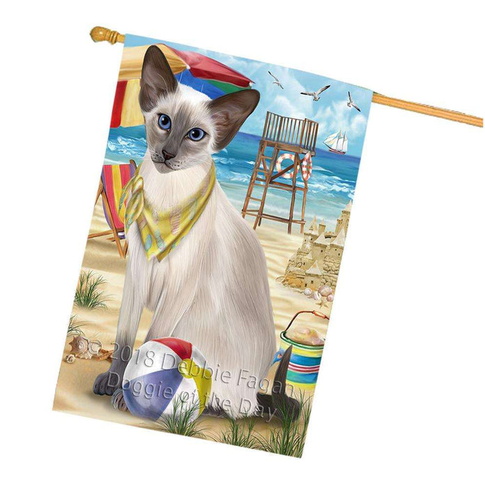 Pet Friendly Beach Blue Point Siamese Cat House Flag FLG54360