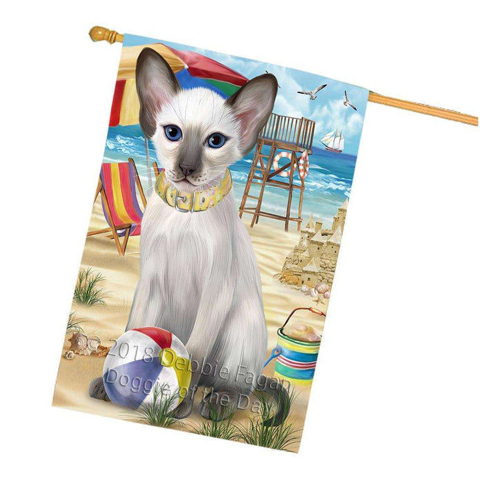 Pet Friendly Beach Blue Point Siamese Cat House Flag FLG54361