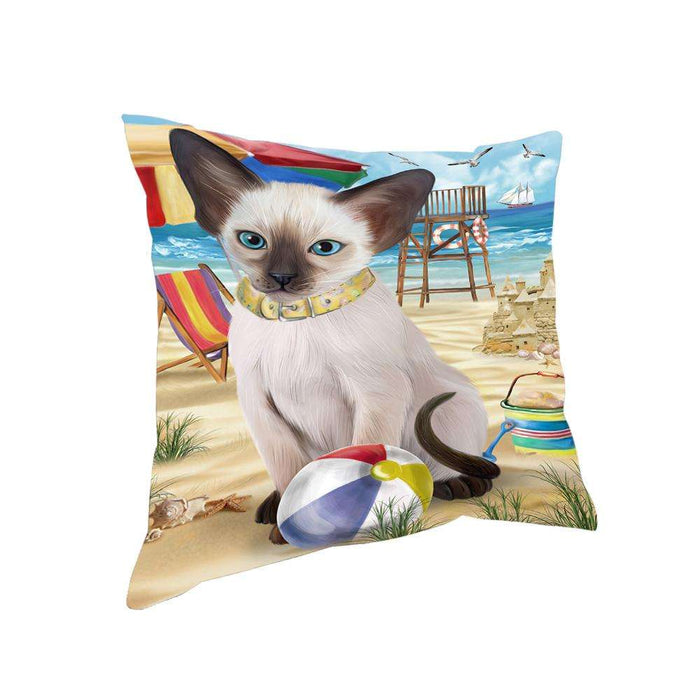 Pet Friendly Beach Blue Point Siamese Cat Pillow PIL73280