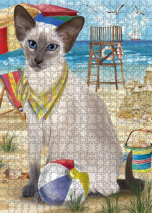 Pet Friendly Beach Blue Point Siamese Cat Puzzle with Photo Tin PUZL83804