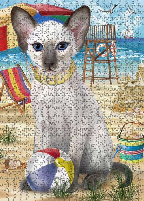 Pet Friendly Beach Blue Point Siamese Cat Puzzle with Photo Tin PUZL83808
