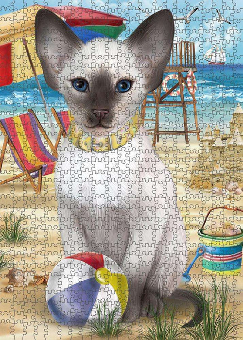 Pet Friendly Beach Blue Point Siamese Cat Puzzle with Photo Tin PUZL83816
